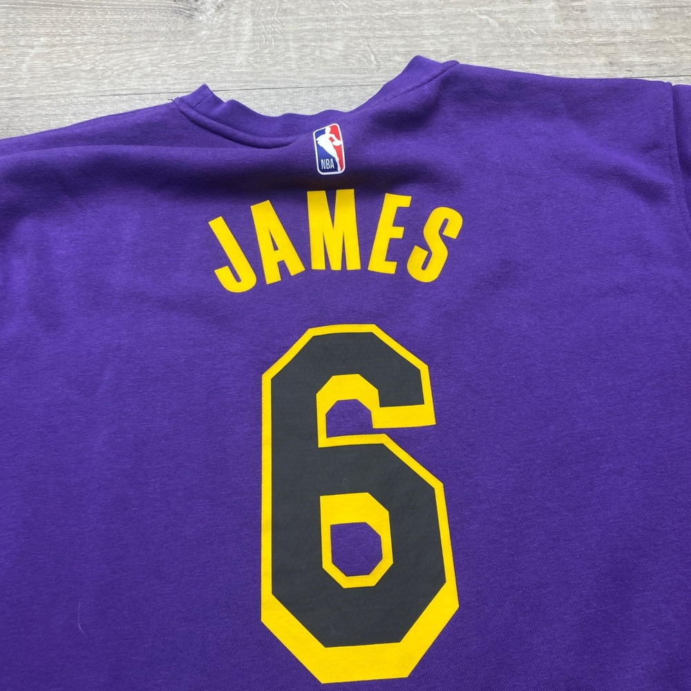 Jordan Sweatshirt Lakers LeBron James Men L Purple Cotton Blend NBA Jersey Style - Picture 4 of 12